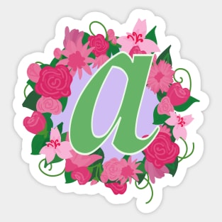 Monogram A, Personalized Floral Initial Sticker